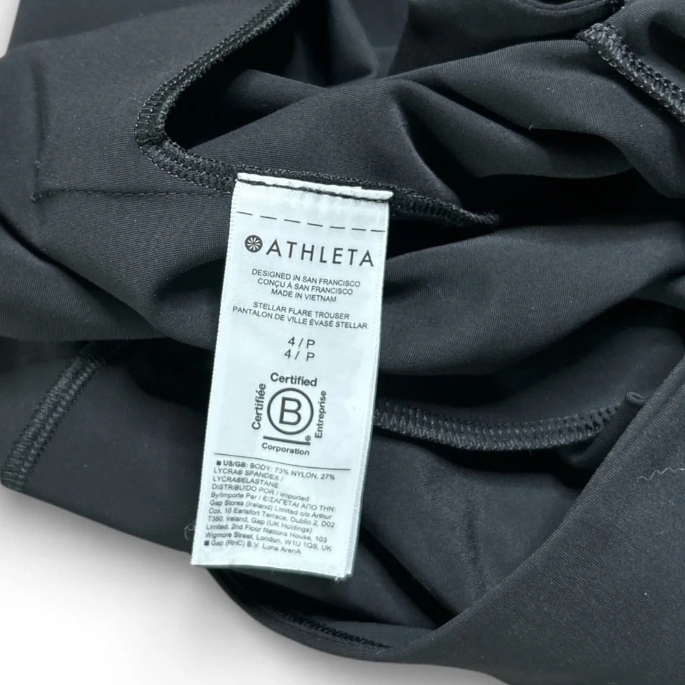 Athleta Stellar Flare Trouser Pant Women's Black Stretch NWOT.  Size 4P - Picture 2 of 12